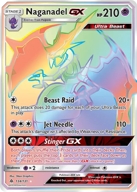 Naganadel GX, Pokémon card FLI 134 — Forbidden Light set