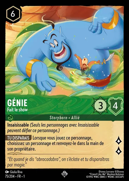 Génie - Fait le show, carte Disney Lorcana CH1-075 — extension Premier Chapitre