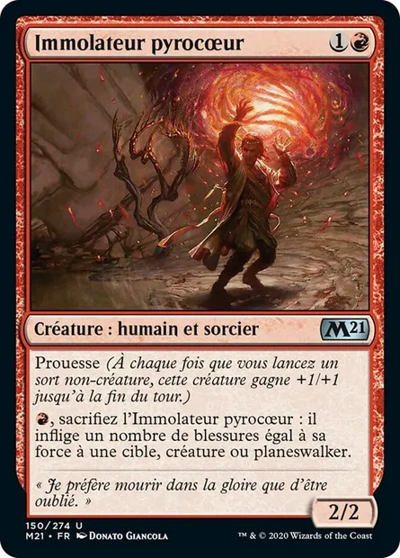 Immolateur pyrocœur, carte Magic M21 150 — extension Core Set 2021