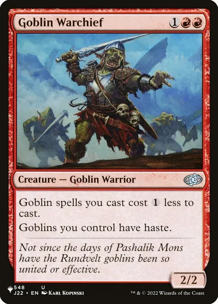 Goblin Warchief, Magic card PLST J22-548 — The List set