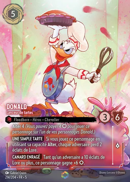 Donald - Lanceur de tartes, carte Disney Lorcana CH5-214 — extension Ciel Scintillant