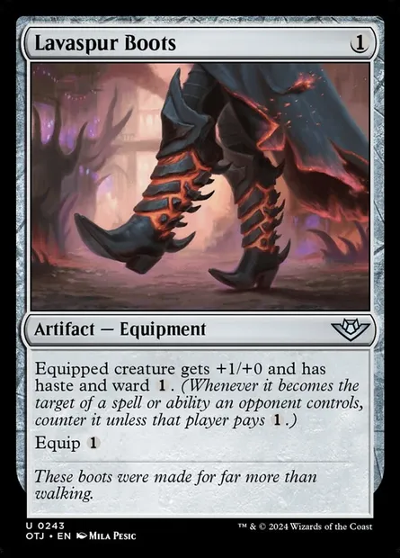 Lavaspur Boots, Magic card OTJ 243 — Outlaws of Thunder Junction set