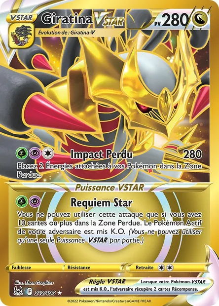 Giratina VSTAR, carte Pokémon LOR 212 — extension Origine Perdue