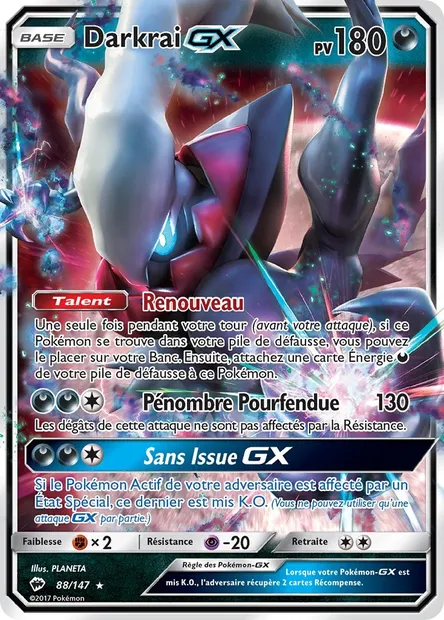 Darkrai GX, carte Pokémon BUS 88 — extension Ombres Ardentes