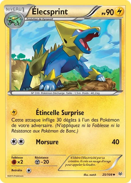 Élecsprint, carte Pokémon ROS 25 — extension Ciel Rugissant