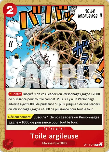 Toile argileuse, carte One Piece OP11-019 — extension DES POINGS VIFS COMME L'ÉCLAIR
