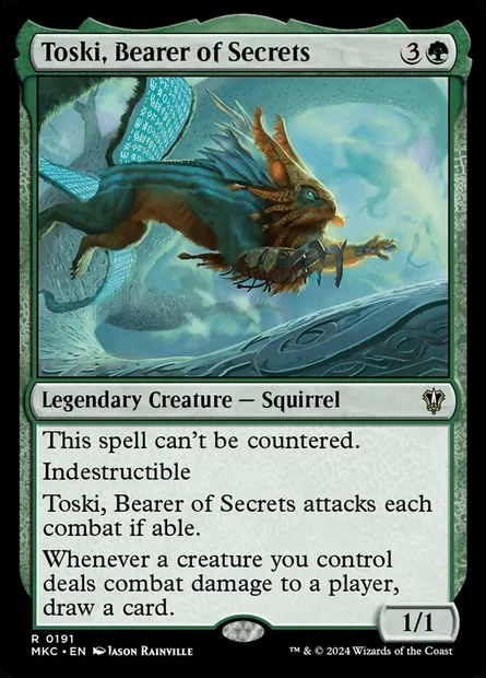 Toski, Bearer of Secrets, Magic card MKC 191 — Murders at Karlov Manor Commander set