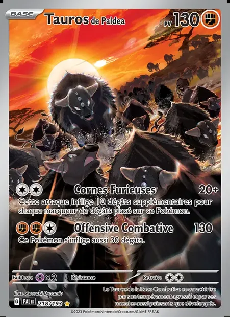 Tauros de Paldea, carte Pokémon PAL 218 — extension Évolutions à Paldea
