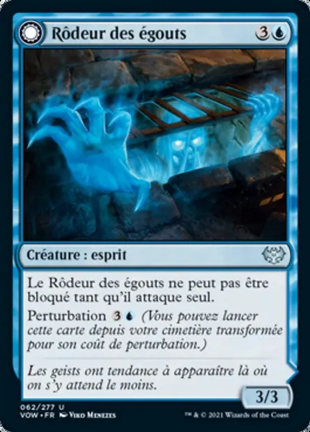 Rôdeur des égouts // Raccourci par les égouts, carte Magic VOW 62 — extension Innistrad : noce écarlate