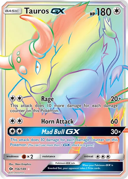 Tauros GX, Pokémon card SUM 156 — Sun & Moon set
