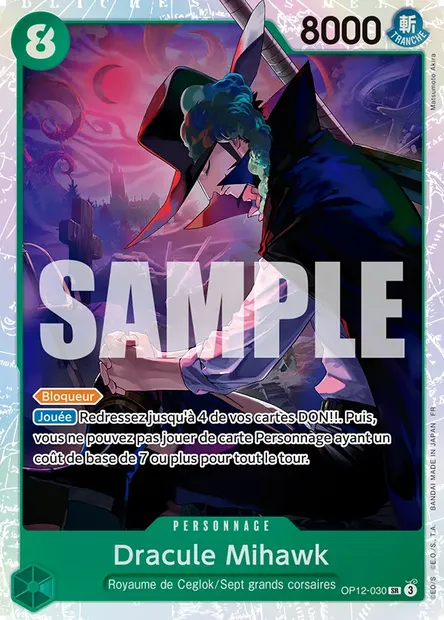 Dracule Mihawk, carte One Piece OP12-030 — extension L'HÉRITAGE DU MAÎTRE