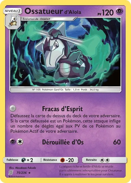 Ossatueur d’Alola, carte Pokémon UNM 75 — extension Harmonie des Esprits