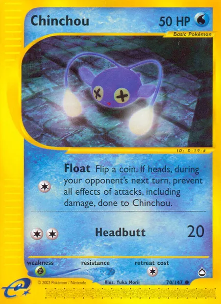Chinchou, Pokémon card AQ 70 — Aquapolis set