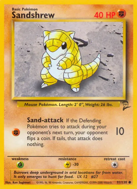 Sabelette, carte Pokémon B2 91 — extension Base Set 2