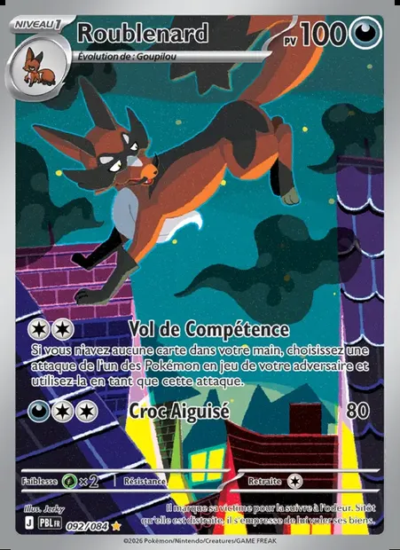 Roublenard, carte Pokémon PBL 092 — extension Nuit Noire