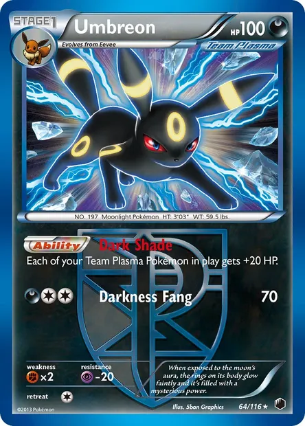 Umbreon, Pokémon card PLF 64 — Plasma Freeze set
