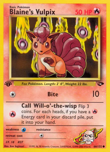 Blaine's Vulpix, carte Pokémon GC 66 — extension Gym Challenge
