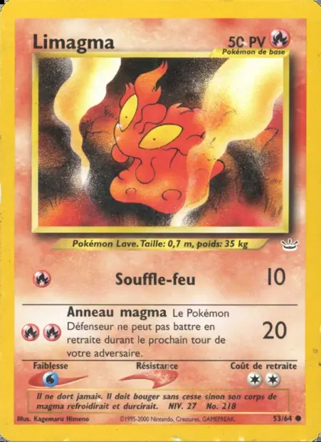 Limagma, carte Pokémon NR 53 — extension Neo Revelation