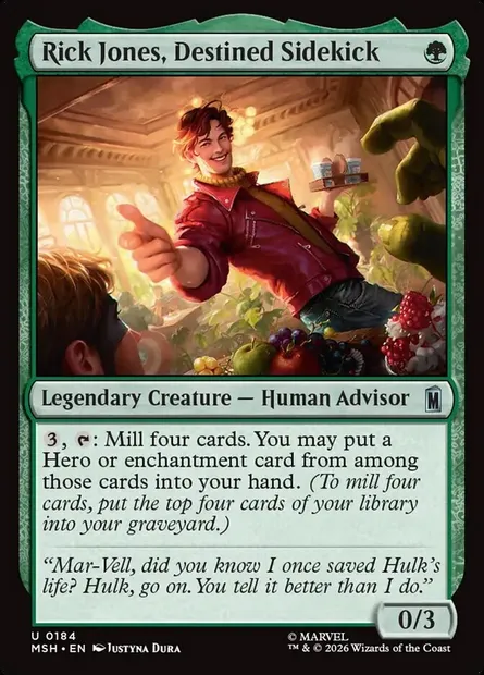 Rick Jones, Destined Sidekick, Magic card MSH 184 — Marvel Super Heroes set