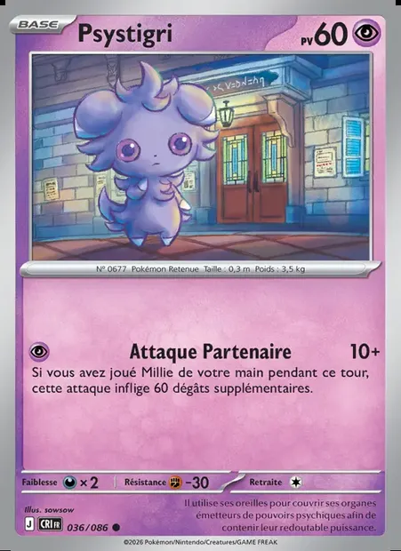 Psystigri, carte Pokémon CRI 036 — extension Chaos Ascendant