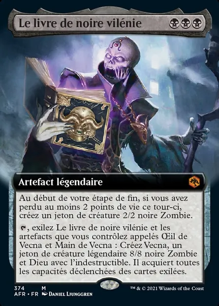 Le livre de noire vilénie, carte Magic AFR 374 — extension Forgotten Realms: Aventures dans les Royaumes Oubliés