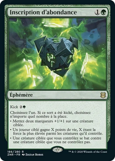Inscription d'abondance, carte Magic ZNR 186 — extension Renaissance de Zendikar