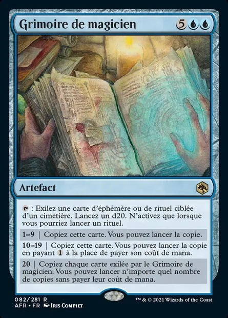 Grimoire de magicien, carte Magic AFR 82 — extension Forgotten Realms: Aventures dans les Royaumes Oubliés