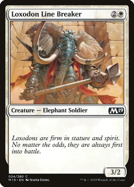 Loxodon Line Breaker, Magic card M19 24 — Core Set 2019 set