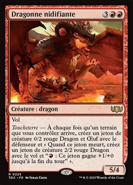 Dragonne nidifiante, carte Magic TDC 225 — extension Tarkir: Dragonstorm Commander