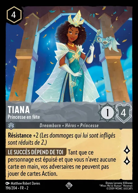 Tiana - Princesse en fête, carte Disney Lorcana CH2-196 — extension L'Ascension des Floodborn