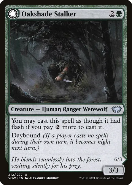 Oakshade Stalker // Moonlit Ambusher, Magic card VOW 212 — Innistrad: Crimson Vow set