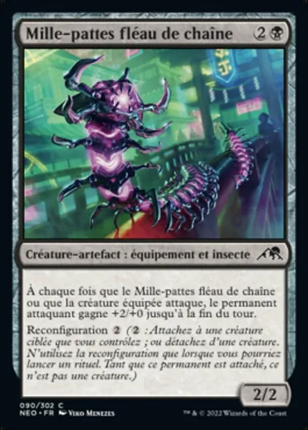 Mille-pattes fléau de chaîne, carte Magic NEO 90 — extension Kamigawa: La Dynastie Néon