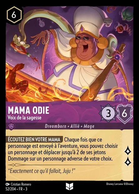 Mama Odie - Voix de la sagesse, carte Disney Lorcana CH3-052 — extension Les Terres d'Encres