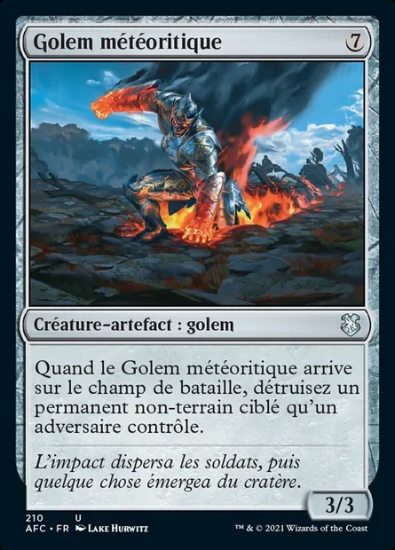 Golem météoritique, carte Magic AFC 210 — extension Forgotten Realms Commander