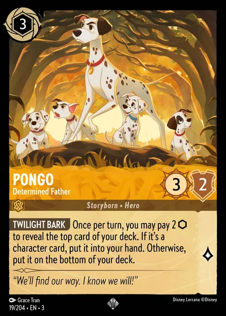 Pongo - Determined Father, Disney Lorcana card CH3-019 — Into the Inklands set