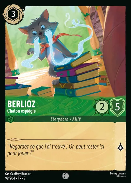Berlioz - Chaton espiègle, carte Disney Lorcana CH7-099 — extension L'île d'Archazia