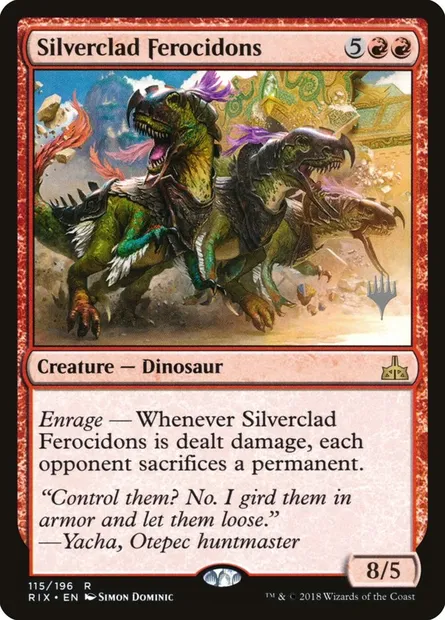 Silverclad Ferocidons, Magic card PRIX 115p — Rivals of Ixalan Promos set