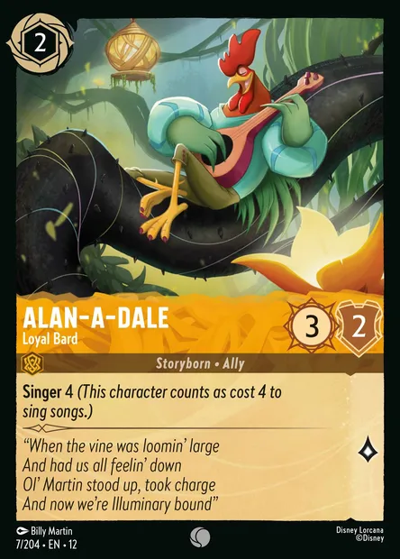 Alan-a-Dale - Loyal Bard, Disney Lorcana card CH12-007 — Wilds Unknown set