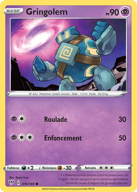 Gringolem, carte Pokémon DAA 76 — extension Ténèbres Embrasées