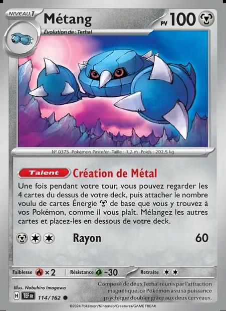 Métang, carte Pokémon TEF 114 — extension Forces Temporelles