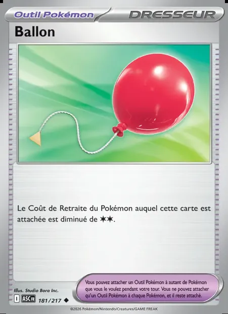 Ballon, carte Pokémon ASC 181 — extension Héros Transcendants