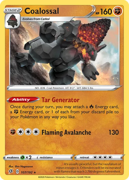 Coalossal, Pokémon card RCL 107 — Rebel Clash set