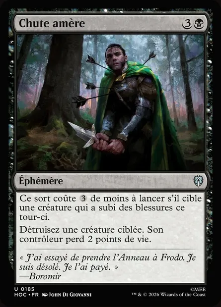 Chute amère, carte Magic HOC 185 — extension The Hobbit Eternal