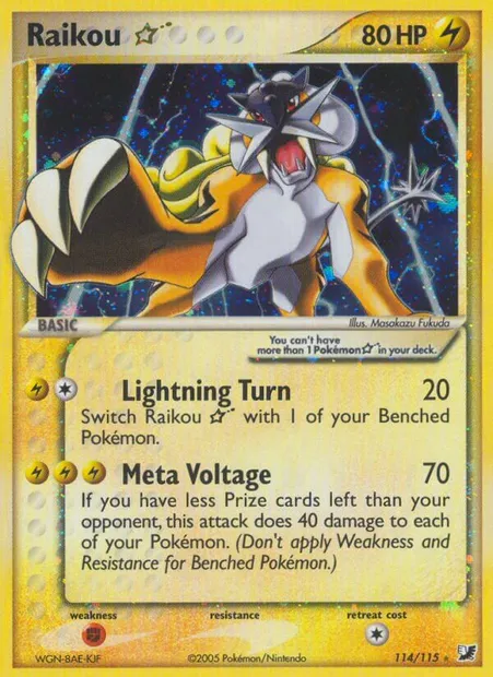 Raikou ☆, Pokémon card UF 114 — Unseen Forces set