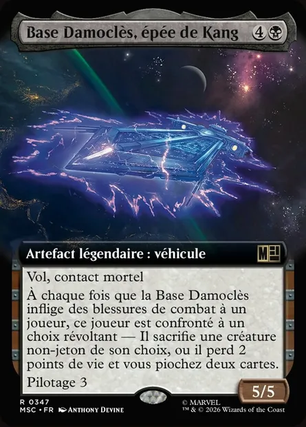 Base Damoclès, épée de Kang, carte Magic MSC 347 — extension Marvel Super Heroes Commander