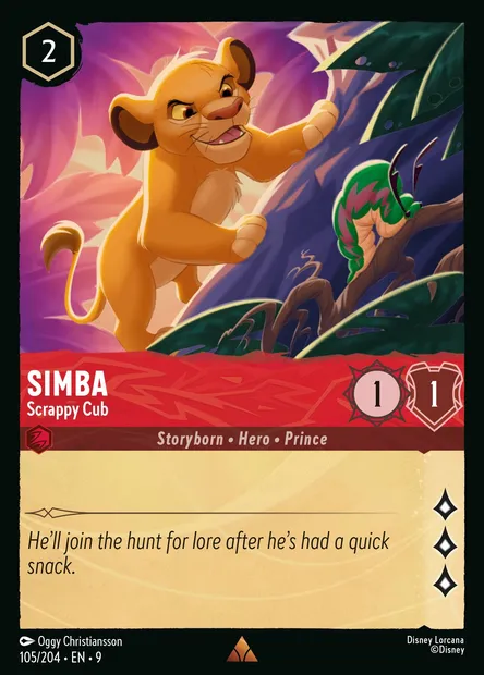 Simba - Scrappy Cub, Disney Lorcana card CH9-105 — Fabled set