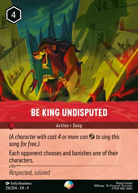 Be King Undisputed, Disney Lorcana card CH9-216 — Fabled set