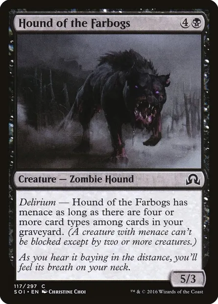 Hound of the Farbogs, Magic card SOI 117 — Shadows over Innistrad set