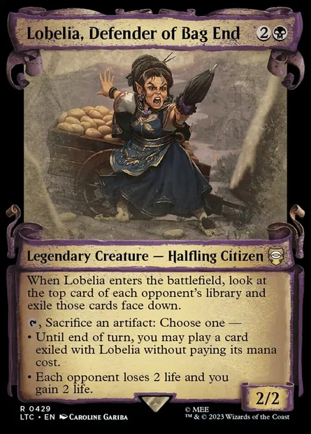 Lobelia, Defender of Bag End, Magic card LTC 429 — Tales of Middle-earth Commander set