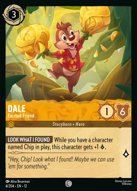 Dale - Excited Friend, Disney Lorcana card CH12-004 — Wilds Unknown set